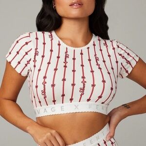 Savage X Fenty White and Red Crop Top